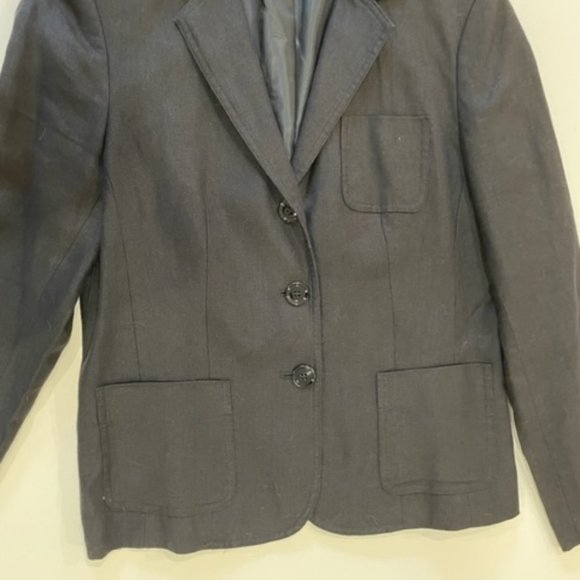 TALBOTS Vintage Petites Black Irish Linen Button Closure Jacket ~ Size 8 - Picture 3 of 15